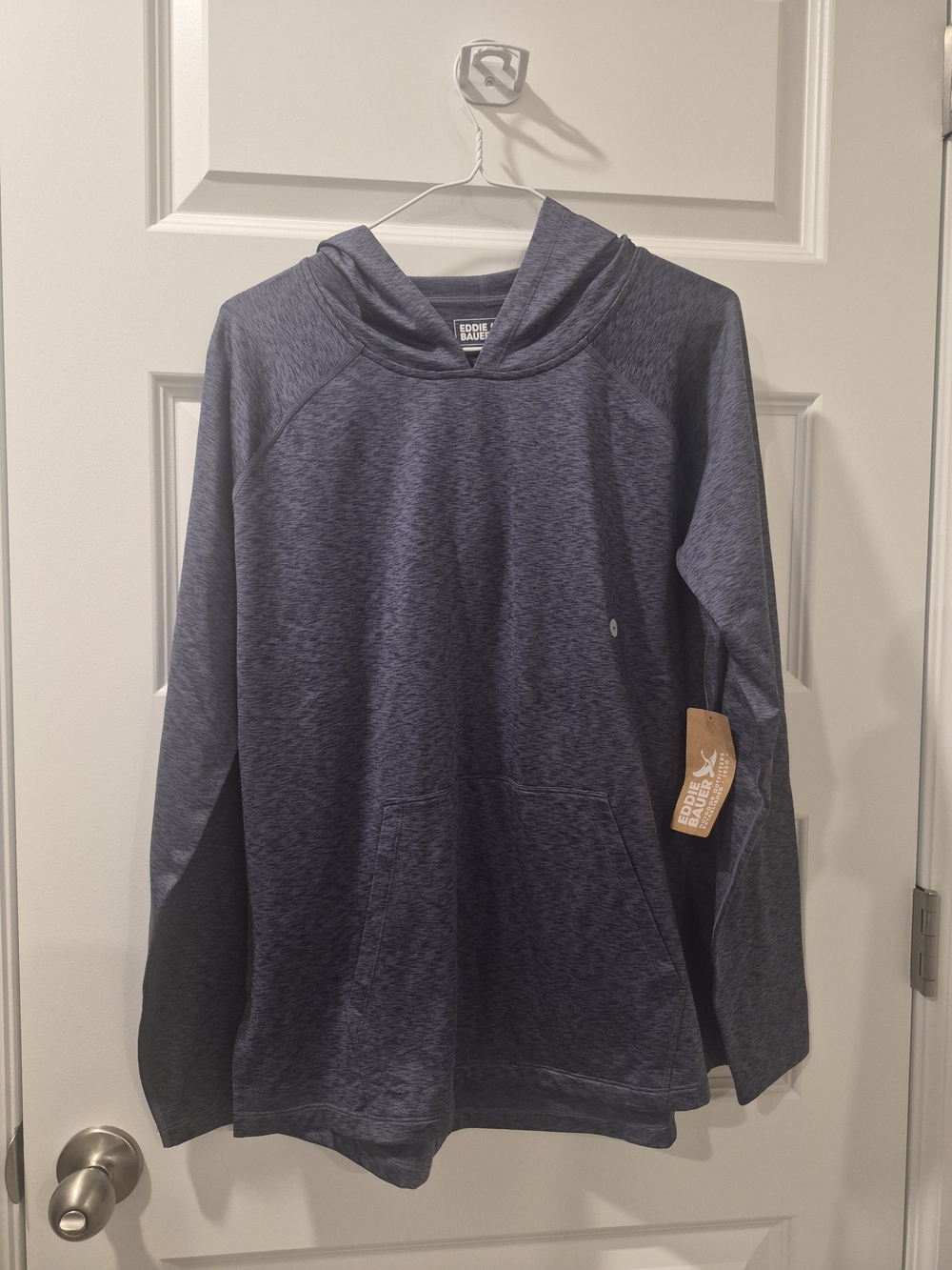Eddie Bauer Womens Heathered Navy Hooded Pullover